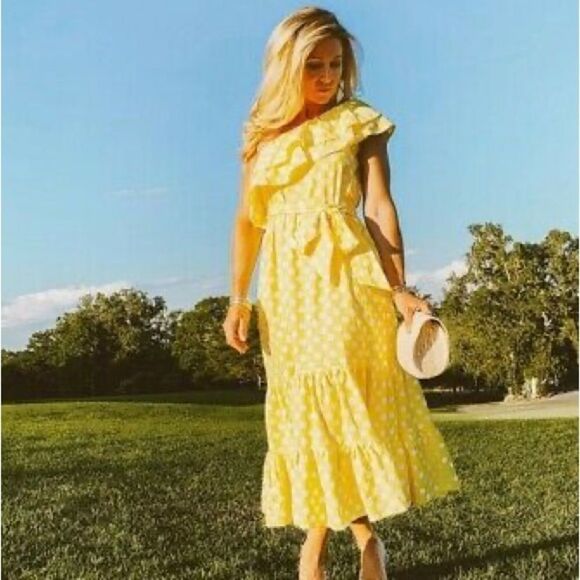 Lisa Marie Fernandez for target linen blend polka dot maxi off the shoulder - Picture 2 of 11